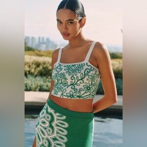 Anthropologie Celandine Knit Square Crop Tank Top